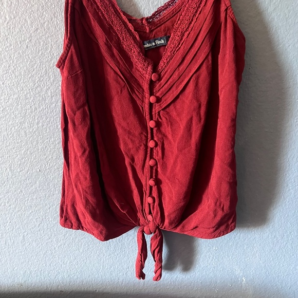 Red A&F Button and Tied Tank - Picture 2 of 10